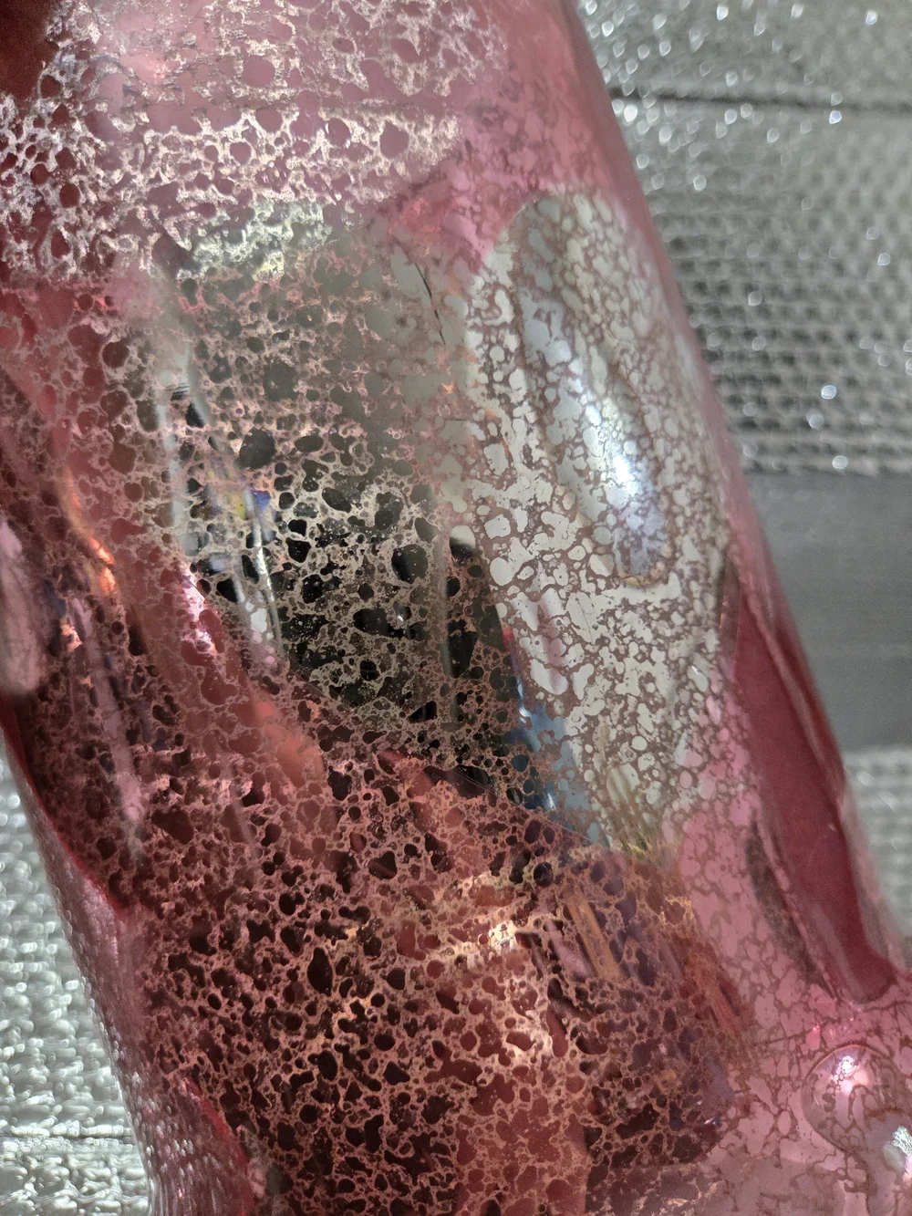 Pink Murcury Glass Hurricane Lantern with Handle.. *Martha Stewart